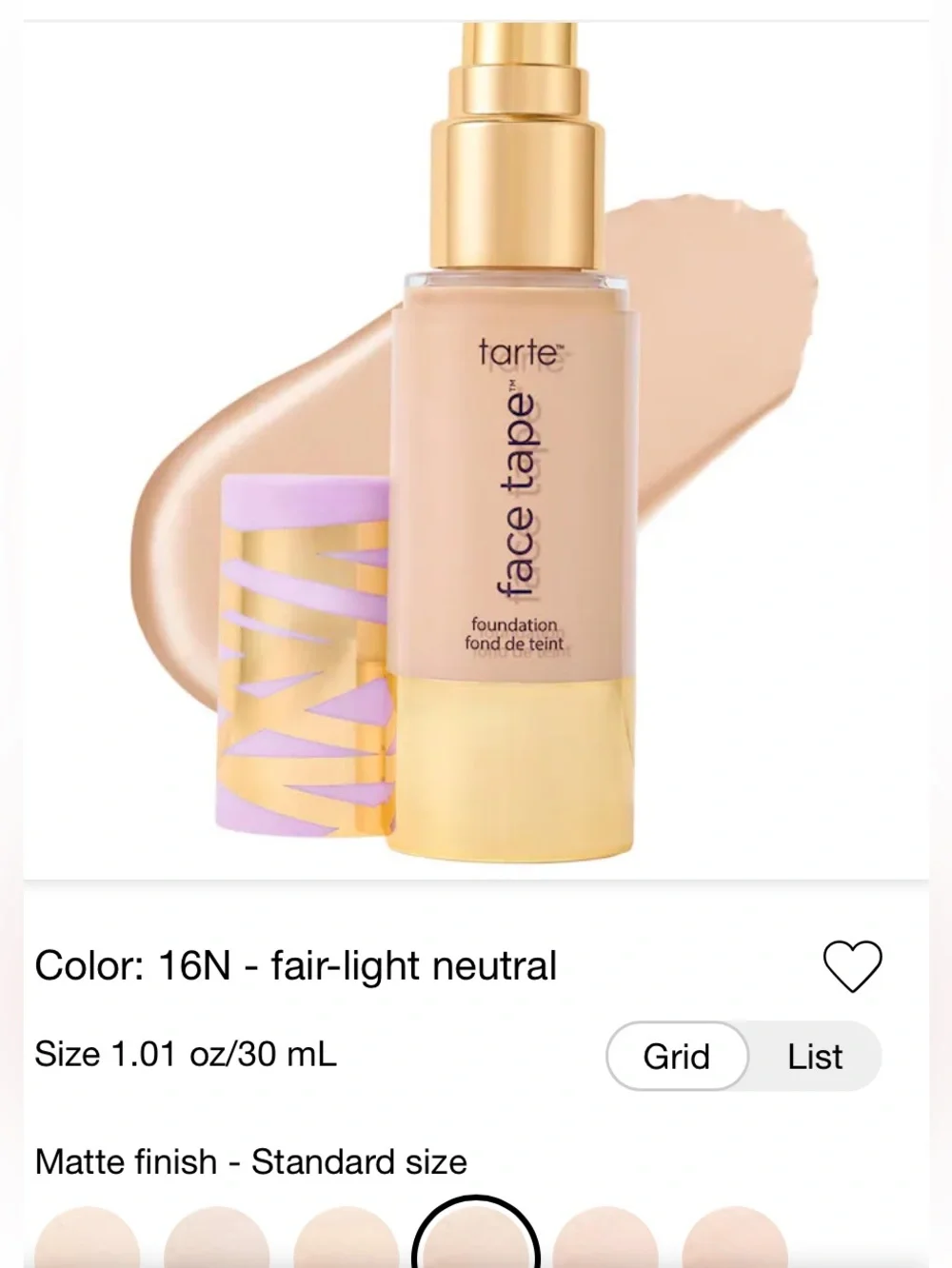 tarte Face Tape Foundation - Beige Bottle with Lilac Pump
